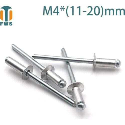 10PCS M4 Multi Size Aluminium Open End Countersunk Head Break Mandrel Blind Rivet Nail Pop Rivets for Furniture Car Aircraft