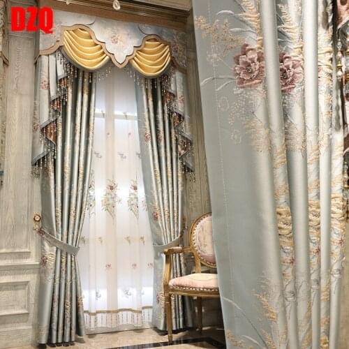 New Curtain Jacquard Embossed Light Luxury Fabric American Fresh Product Customization Curtains for Living Dining Room Bedroom