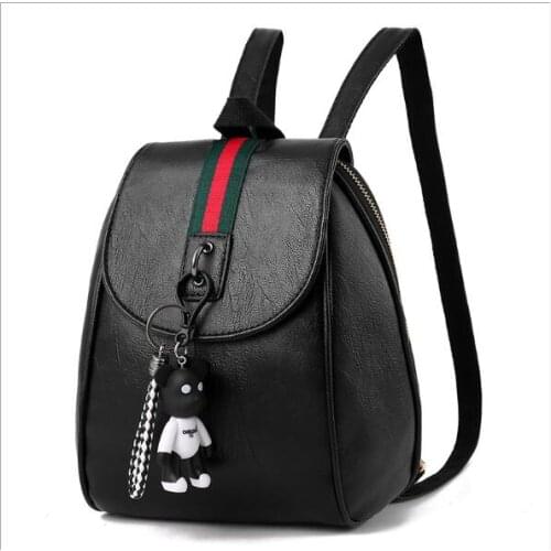 Women Business Casual USB Preppy Soft Black PU leather Female Shoulder girl Backpack Fitness Outdoor Traveling City walking Bag