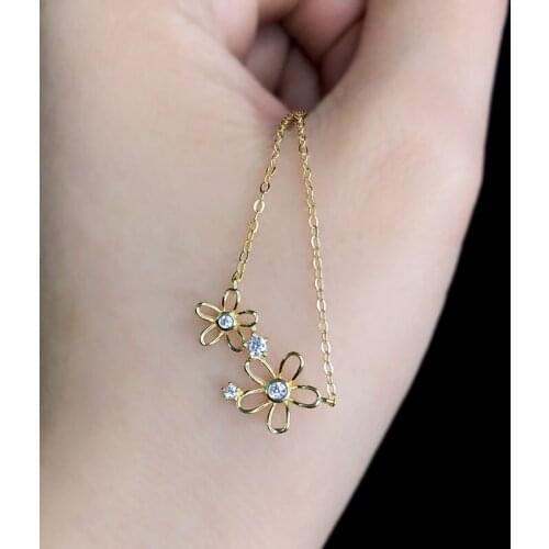 Morivovog 925 Sterling Silver Zircon Flower Necklace for Women 14K Gold Mori Luxury Pendant Necklace Ladies Aesthetics Jewelry