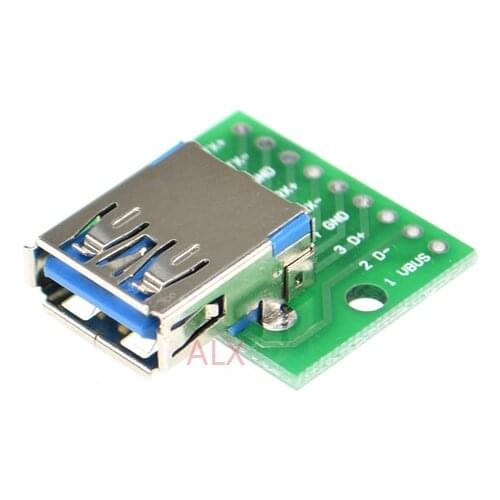 5PCS USB A-type 3.0 FEMALE SOCKET TO DIP BOARD PITCH 2.54MM usb-a USB-3.0 female JACK plug CONNECTOR Converter adapter