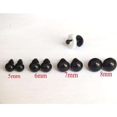 High quality 80pcs 5-8mm Mixed size DIY Doll Toy Eyes Black Plastic Safety Eyes Puppets With Washers
