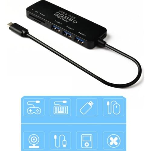 OTG Adapter USB 3.0 Splitter Ultra USB C HUB Type C to 3+2 Multi Ports TF Card Reader Slim Data Hub USB Flash Drives