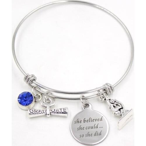 Stainless Steel Bracelet Biology Bracelet Gifts Chemist Microscope Charm Science Teacher Biologist Graduation Gifts Jewelry