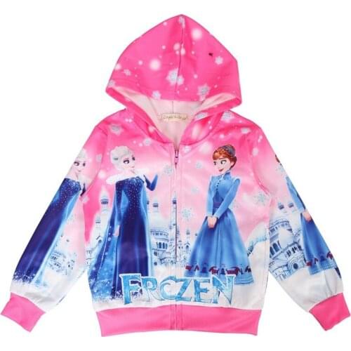 Disney Frozen Girls Jackets Anna Elsa Baby Girls Thin Spring Autumn Zipper Zip Hooded Tops Cosplay Costume Casual Clothes Gifts