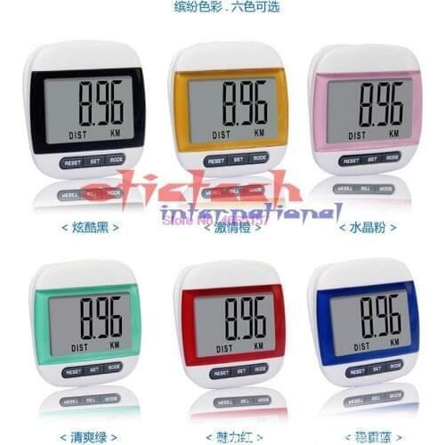 By dhl or ems 100pcs Sports Fitness Pedometer Waterproof Step Movement Calories Counter Multi-Function Digital Pedometer