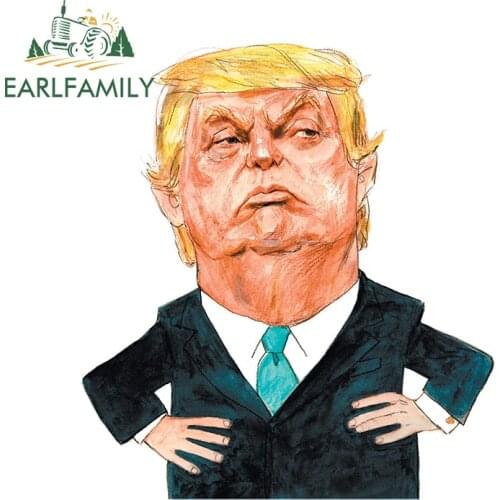EARLFAMILY 13cm x 11.7cm For Trump Vinyl Car Wrap Stickers Graffiti Waterproof Sunscreen Decal Surfboard Motorcycle Decoration