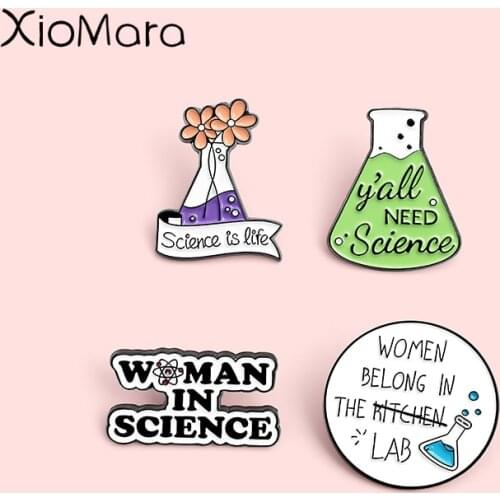 Chemical Scientific Experiment Equipment Enamel Pins Scientist Brooches Lapel Badges Jewelry Gifts for Student Wholesale Pin