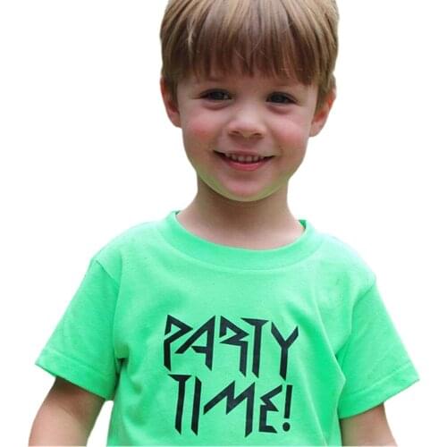 Party Time T-Shirt Outfit Kids Neon Tee Happy Birthday Gift Shirt Summer Cotton Tee