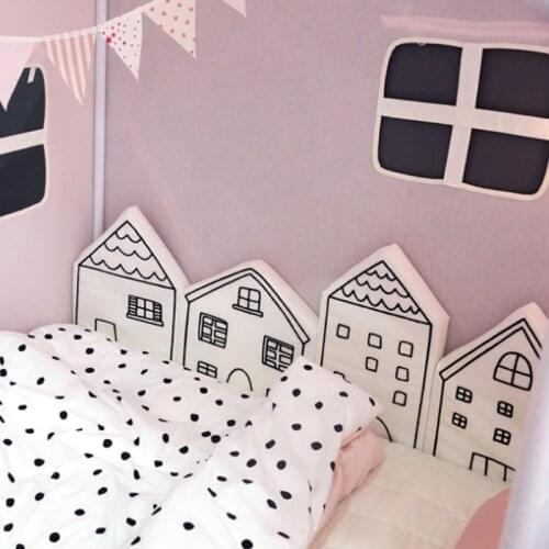 4Pcs/Set Cotton House Shape Baby Bumper Crib Cot Pillow Cushion Soft Kids Bed Pretector Pads Children Room Decor Newborn Gifts