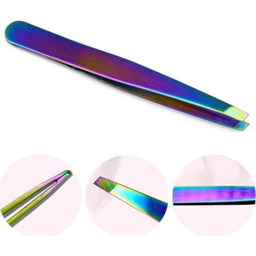 1PC Angled Slanted Eyebrow Tweezers Stainless Steel Face Hair Removal Eye Brow Trimmer Eyelash Clip Cosmetic Beauty Makeup Tool