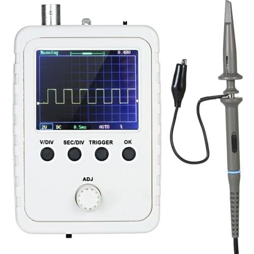 KKmoon 2.4in TFT Handed Mini Digital Oscilloscope Kit with Power Adapter and BNC-Clip Cable Probe DS0150