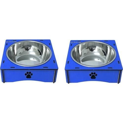 Stainless steel personalized real wood triple cat dog food pet feeder bowl ergonomic free name on it premium class 280 MLX2 f