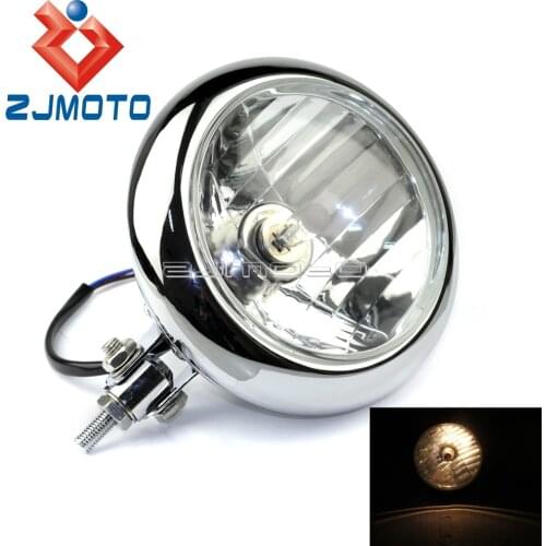 Motorcycle Chrome Bates Style Headlight Headlamp Bates Style For Harley Bobber Custom H4 Headlight