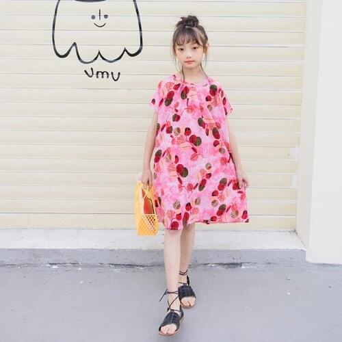 New 2020 Summer Girls Dress Kids Bohemian Holiday Beach Dresses Baby Girls Printing Dresses Children Loose Casual Dresses, #8625