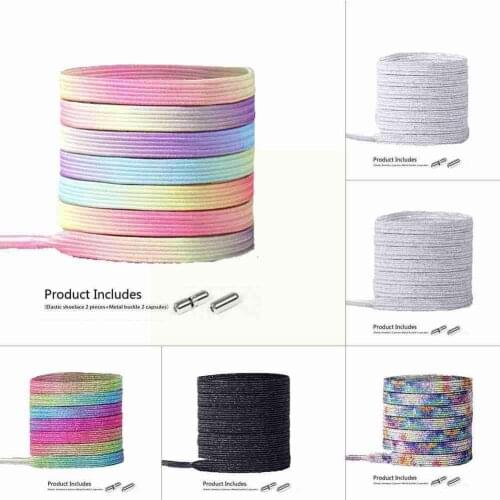 New Colorful Elastic No Tie Shoelaces Quick Lazy Laces Buckle Flats Adult Sneakers Magnetic Shoelace Buckle Kids Shoelace S0B7