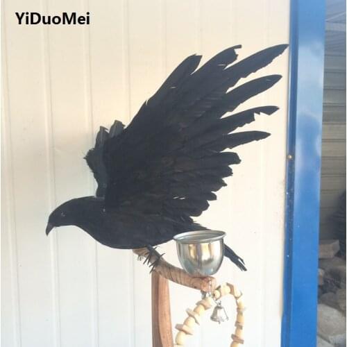 Foam&feathers black crow bird large 35x60cm feathers crow handicraft prop garden decoration gift p0780