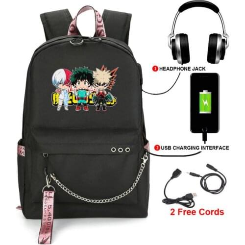 Boku no Hero Cosplay Backpack USB Rechargeable School Backpack Oxford Cloth Bag My Hero Academia Midoriya Izuku Cos Rucksack