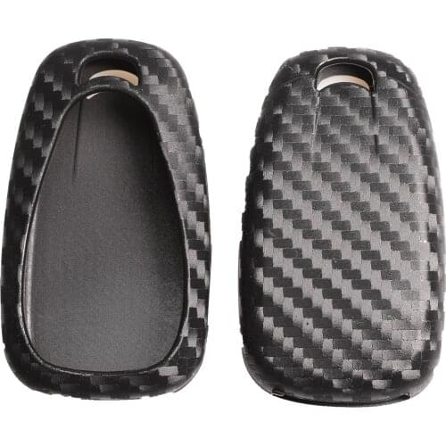 Bilchave Carbon Fiber Silicone Remote Car Key Case Cover Fob For Chevrolet Malibu Equinox Cruze Camaro Accessories