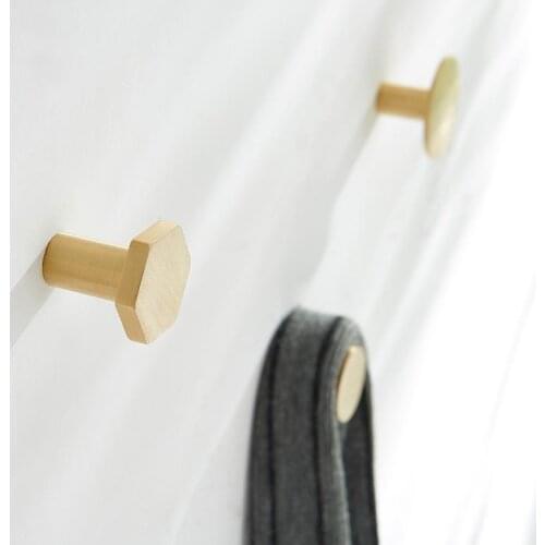 Modern Decorative Brass Hooks Wall Mounted Metal Coat Hat Hanging Porch Hook Wardrobe Kitchen Single Hook -4Pack