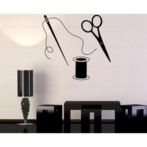 Scissors Vinyl Wall Stickers Home Decorate Removable Sewing Tailor Wall Decals For Fashion Designer Atelier Art Mural
