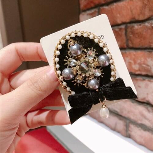 Vintage High Grade Brooch Korean Bow Pearl Cross Crystal Rhinestone Tassel Lapel Pin Shawl Clasp Scarf Buckle Women Accessories