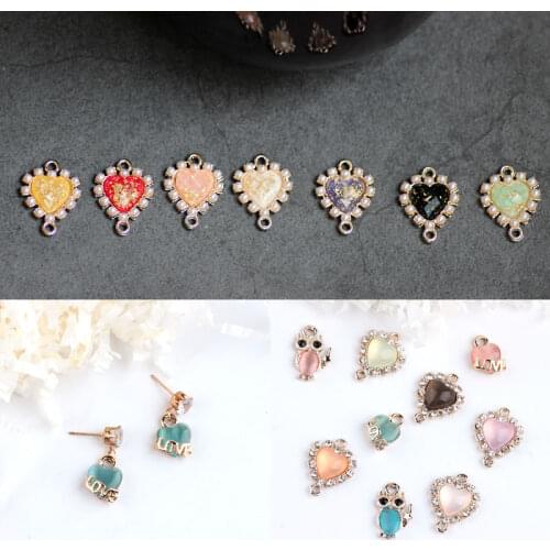 10pcs/lot Vintage resin heart charm with double holes Hair accessories Diy earring pendants handmade jewelry accessories
