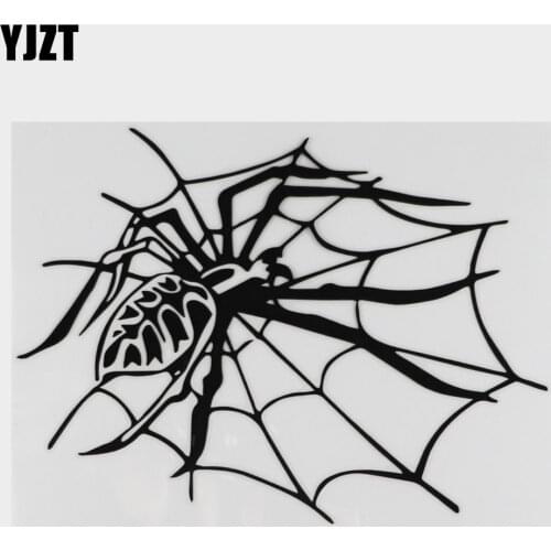 YJZT 18.7CM*14.1CM Spider Webs Halloween Car Stickers Vinyl Decal Black/Silver C19-0319