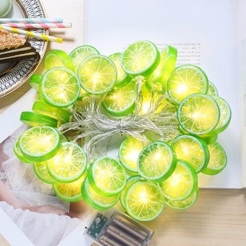 Yellow And Green Lemon LED String Lights Party Wedding Decoration DIY Birthday Girl Party Garland Home Decor AA Battery Powered