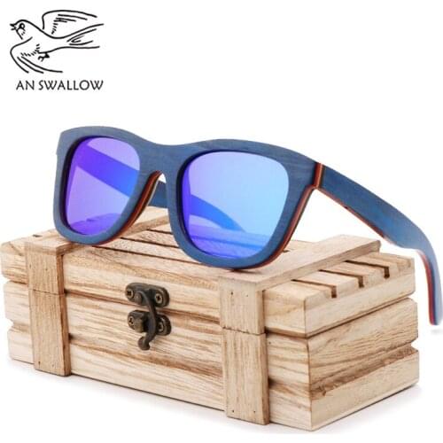 New Handmade Colored Wood Frame Multicolor Glasses Retro Fashion Square Womens Sunglasses Ultraviolet-proof TAC Sunglasses