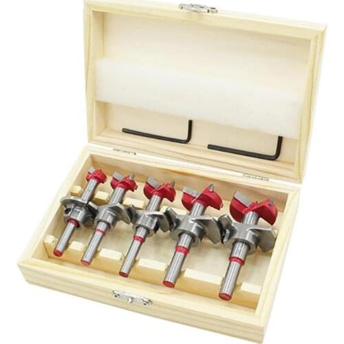 1 Set Woodworking Hole Cutter Saw 15/20/25/30/35mm Carpenter Forstner Drill Bit Set Adjustable Carbide Tipped Core Hole Drilling