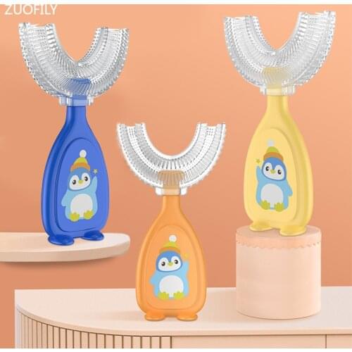 1Pc U-Shape Toothbrush Manual Kids Toothbrush Teeth Cleaning Tool Soft Silicone Teeth Whitening Cleaning Tool Cartoon Oral Brush