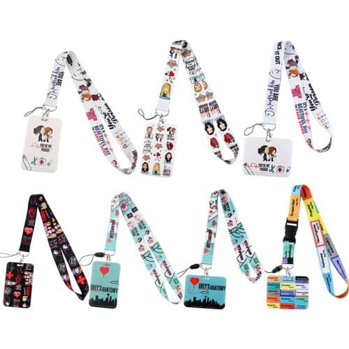 1pcs ZF2794 Greys Anatomy Fashion Lanyards Bus ID Name Work Card Cover Badge Holder For Nurse Doctor Accessories Gifts