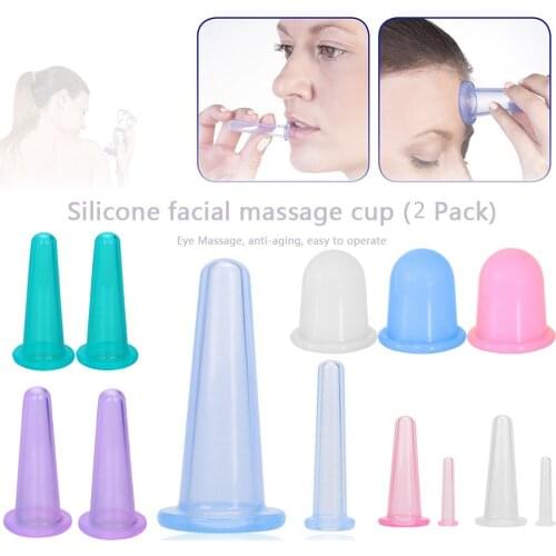 2PCS Silicone Cupping Suction Can Vacuum Face Leg Arm Relaxation Massage Cup Suction Can Vacuum Face Massage Cup