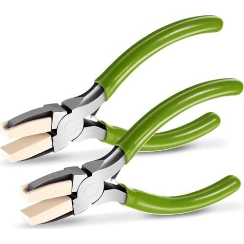 2 Packs Nylon Nose Pliers Double Nylon Jaw Pliers Carbon Steel Jewelry Pliers DIY Tools for Beading, Looping, Shaping Wire, Jewe