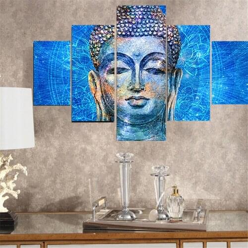 5 Piece Wall Art Canvas Painting Figure Pianting Buddha Statue Poster Modern Decoration Home Decor Living Room Pictures