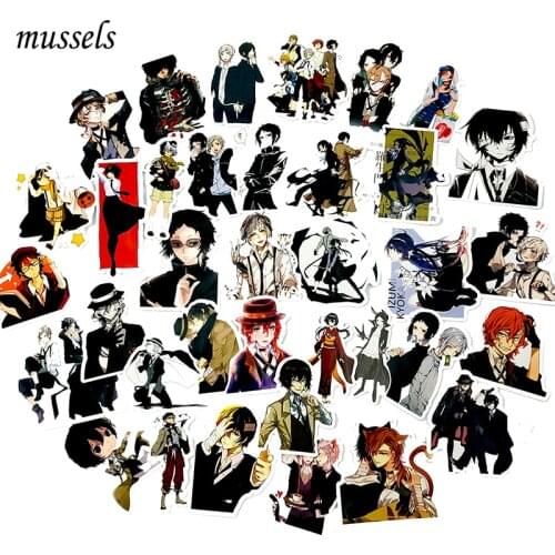 50Pcs Japanese Classic Animation Bungou Stray Dogs Sticker For Skateboard Guitar Motorcycle Decorative Luggage Furniture Toys
