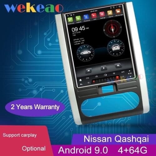 Wekeao 10.4" Vertical Screen Tesla Style 1 Din Android 9.0 Car Radio Automotivo For Nissan Qashqai Car Dvd Multimedia Player 4G
