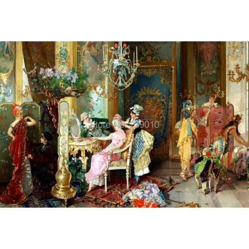 Free shipping court women dresser canvas prints oil painting Prom makeup oil painting on canvas home wall art decoration picture