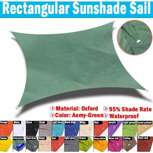 Army-Green Garden Sun Shade Sail Rectangle Waterproof Awning For Outdoor Garden Beach Camping Patio Pool Car Sunshade Sails
