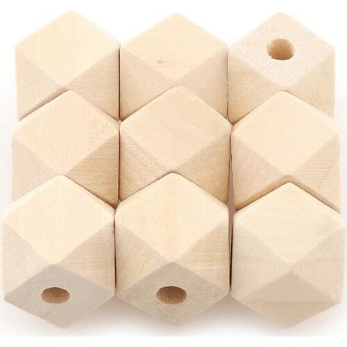 6Size 20pcs Wooden Geometric Faceted Wooden Natural DIY Beads Spacer Beads For Jewelry Necklace Bracelet Making