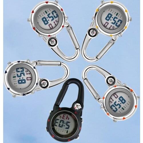 1 pc Digital display metal carabiner watch Multifunctional anti-scratch accurate luminous electronic pocket watch Outdoor