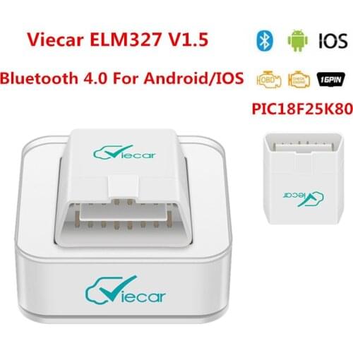 Viecar Bluetooth 4.0 ELM327 V1.5 PIC18F25K80 ELM 327 V1.5 OBD2 Scanner tools For Android/IOS OBD 2 OBDII Car Diagnostic Tool