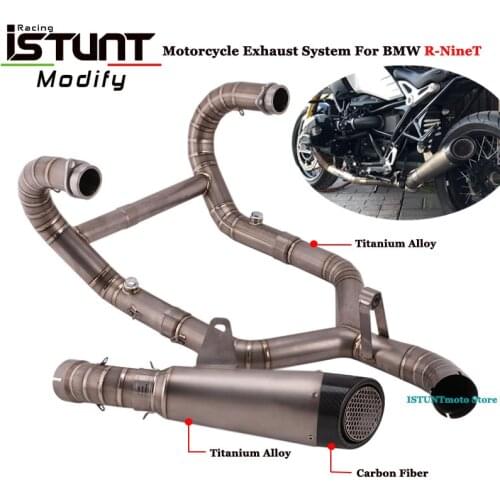 For BMW R-nineT Motorcylce Full System Exhasut Modified Titanium Alloy Front Middle Link Pipe Motorbike Carbon Fiber Muffler