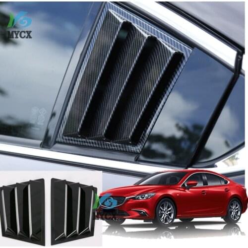 For Mazda 6 m6 Atenza 2017 2PCS ABS Carbon fiber Black RED ABS Rear Window Quarter Louver Cover Car Styling Accessories 2PCS