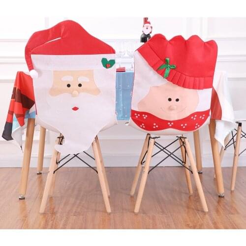Eco-Friendly Non-woven Fabrics Santa Claus Christmas Hat for Chair Xtmas Party Decor Home Decoration Accessories