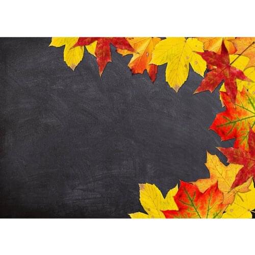 Maple Leaves Black Board Photography Backdrop Computer Printed Backgrounds for Baby Children Portrait Toy Photobooth Fond Photo