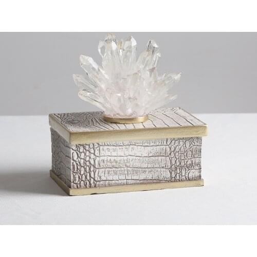 Creative modern simple crystal flower decoration box fashion American living room model room home soft decoration crafts