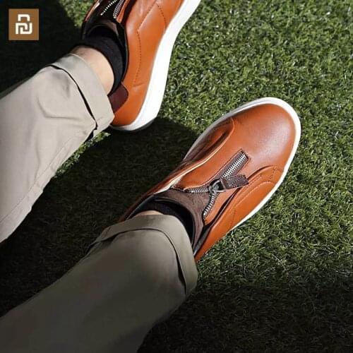 Youpin qimian Zipper Pro leather sneakers, all-round light soft elastic casual shoes 99% antibacterial insoles, comfortable feet