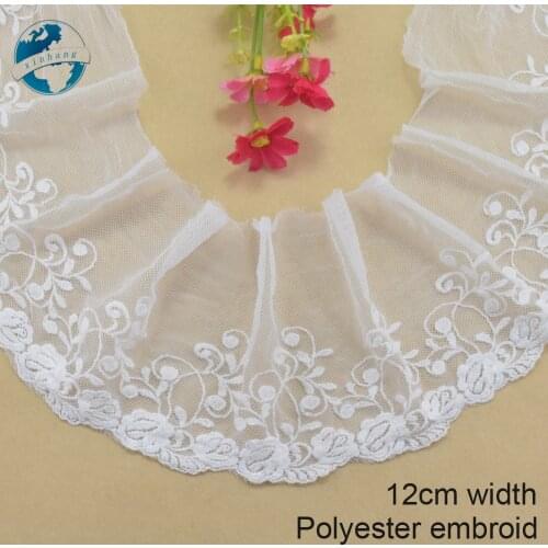 12cm wide polyester embroidery lace sewing ribbon guipure trim wedding decoration DIY dolls colthes Accessories lace edge#4018